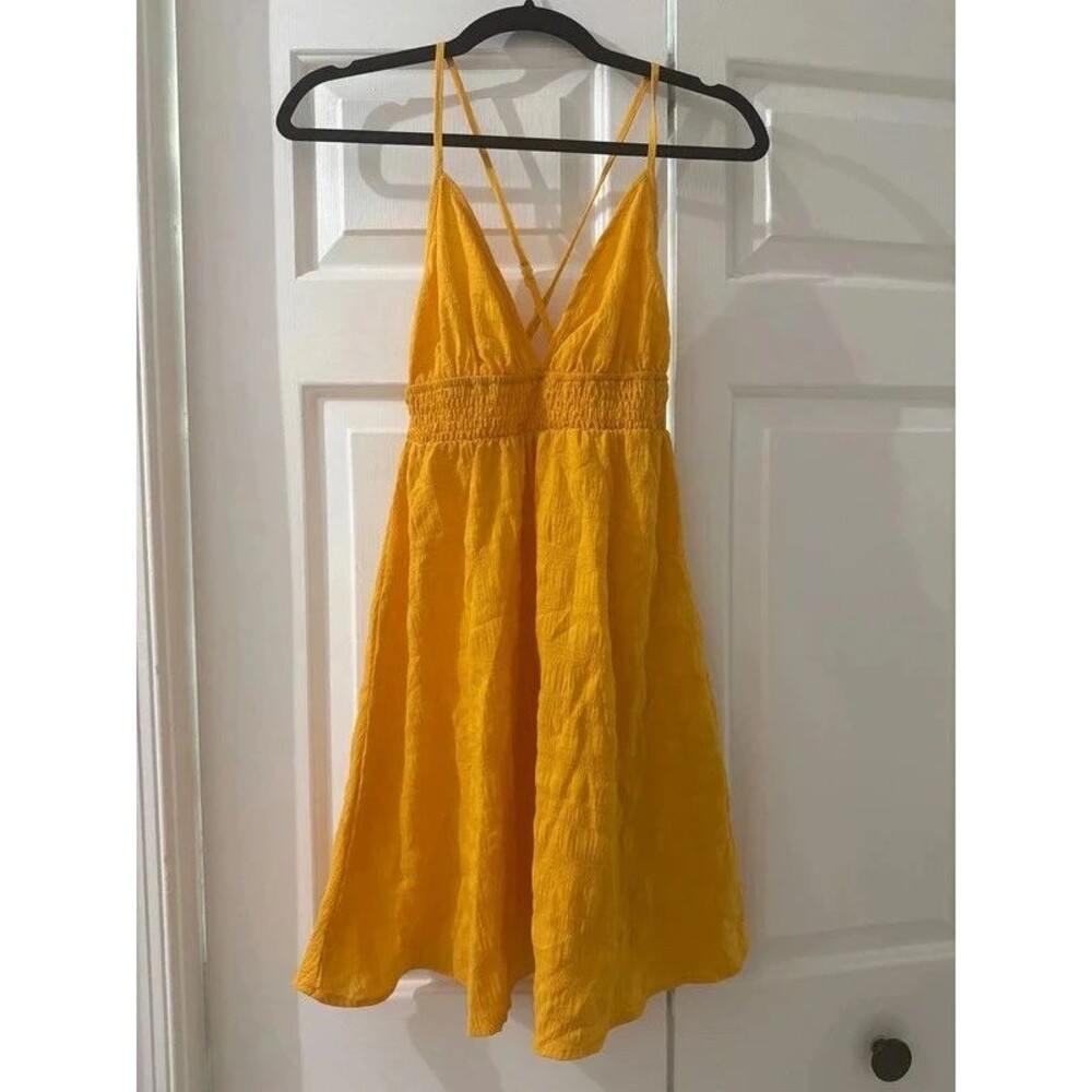 Mustard Yellow Strappy Sundress Boho Fall Dress XS